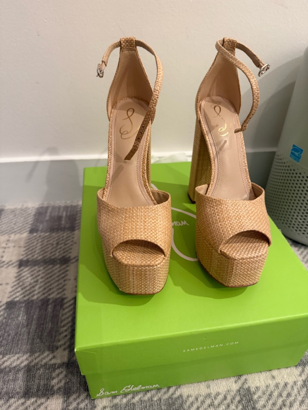 Sam Edelman Woven Platform Ankle-Strap Sandals - Natural Tan - Picture 4 of 7